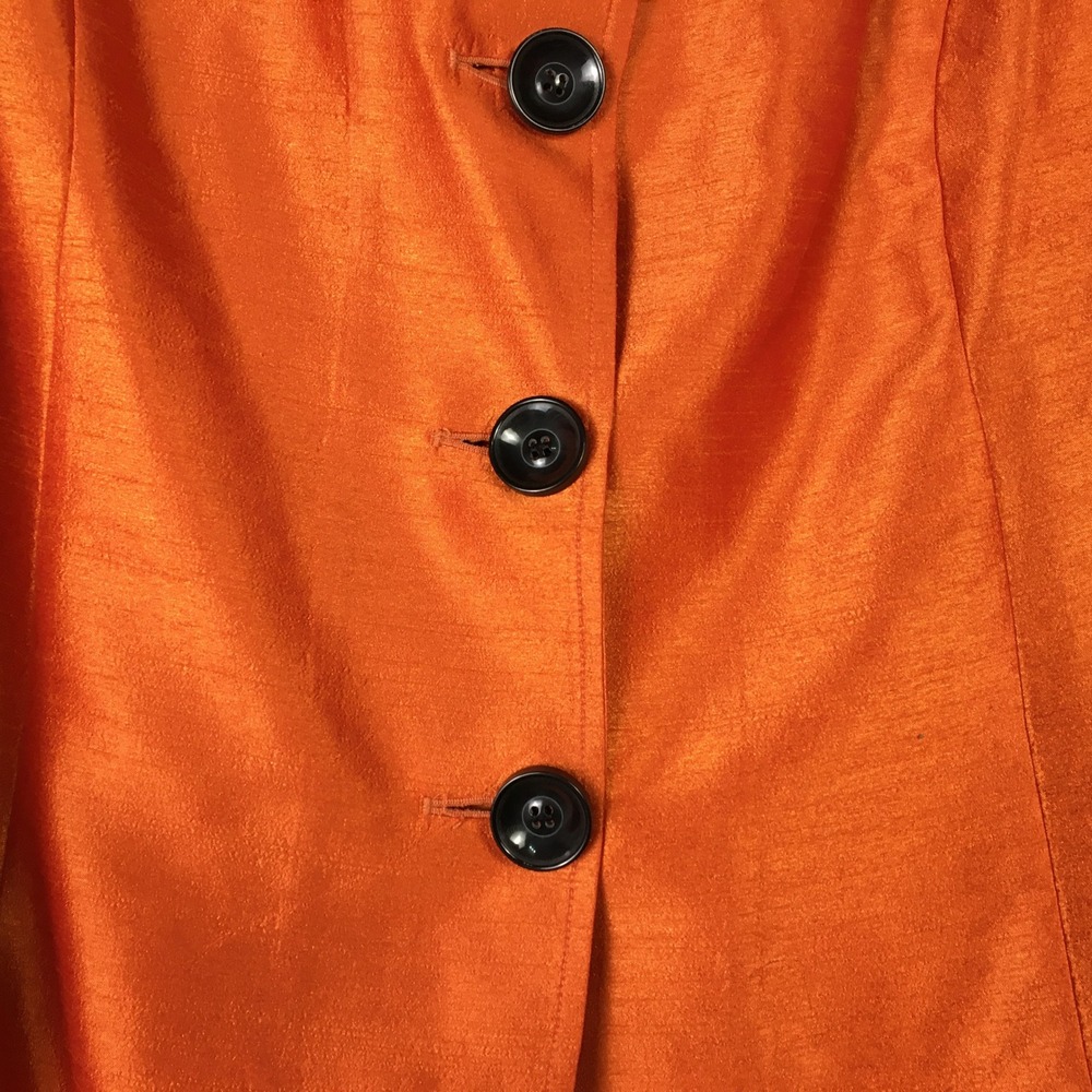 Chicos‎ Orange Dupioni Silk Look Slubbed Three Button Blazer Jacket Size 3 - Picture 3 of 6